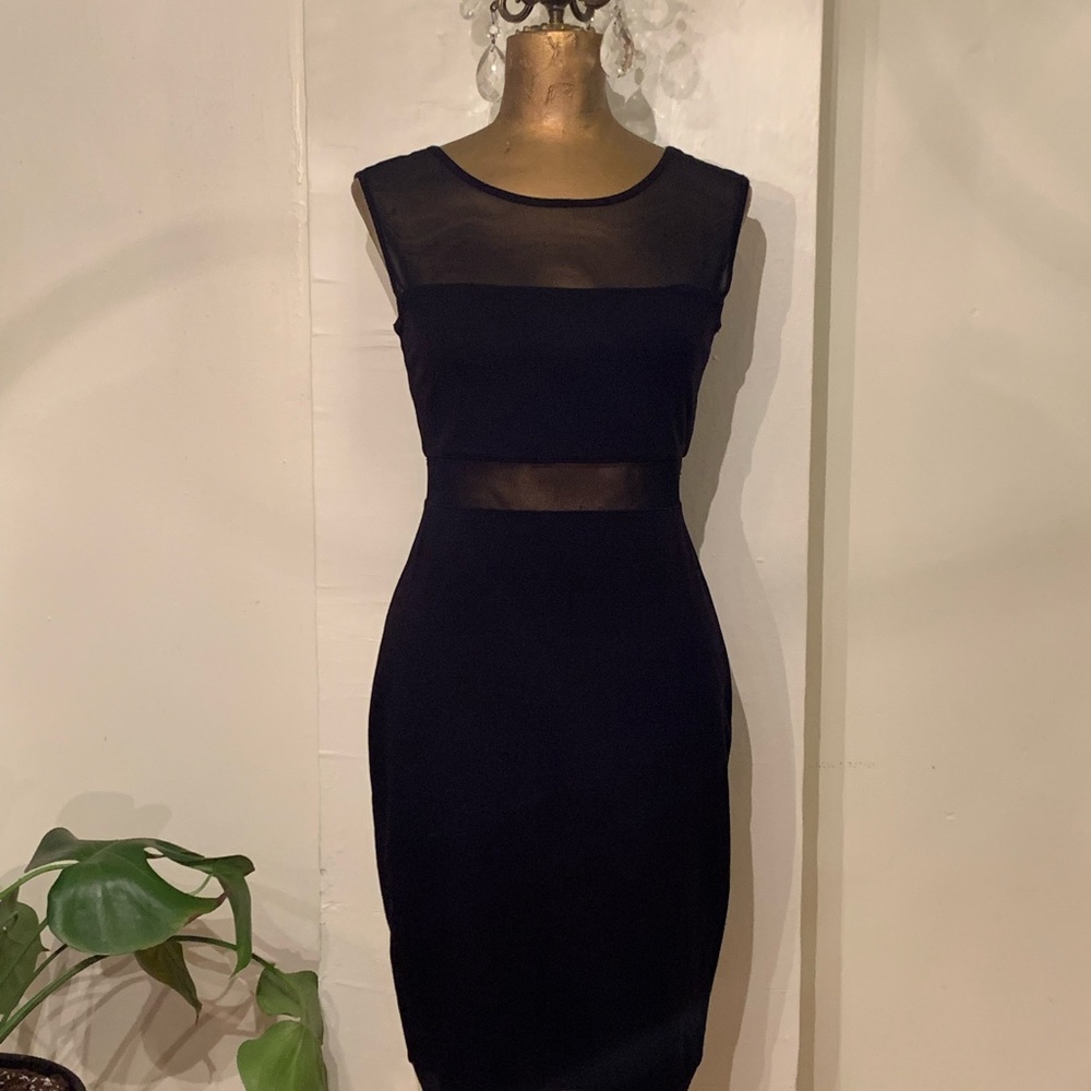 Black Sheer Panel Cocktail Dress